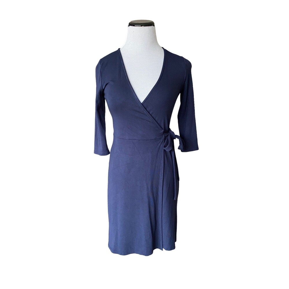 Lulus Womens All At Once Wrap Dress Size‎ S Blue Jersey Knit Comfort Minimalist